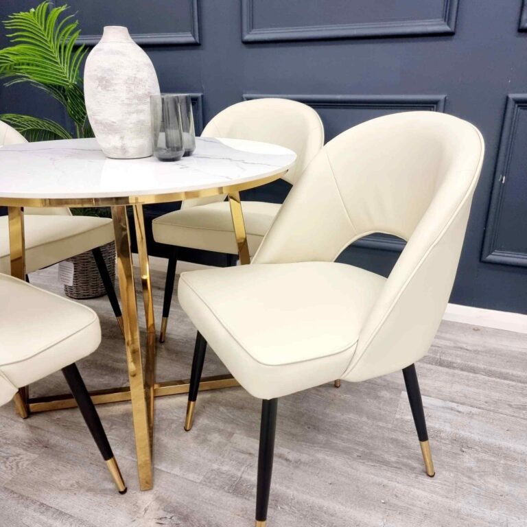 luxury dining chair, cream leather